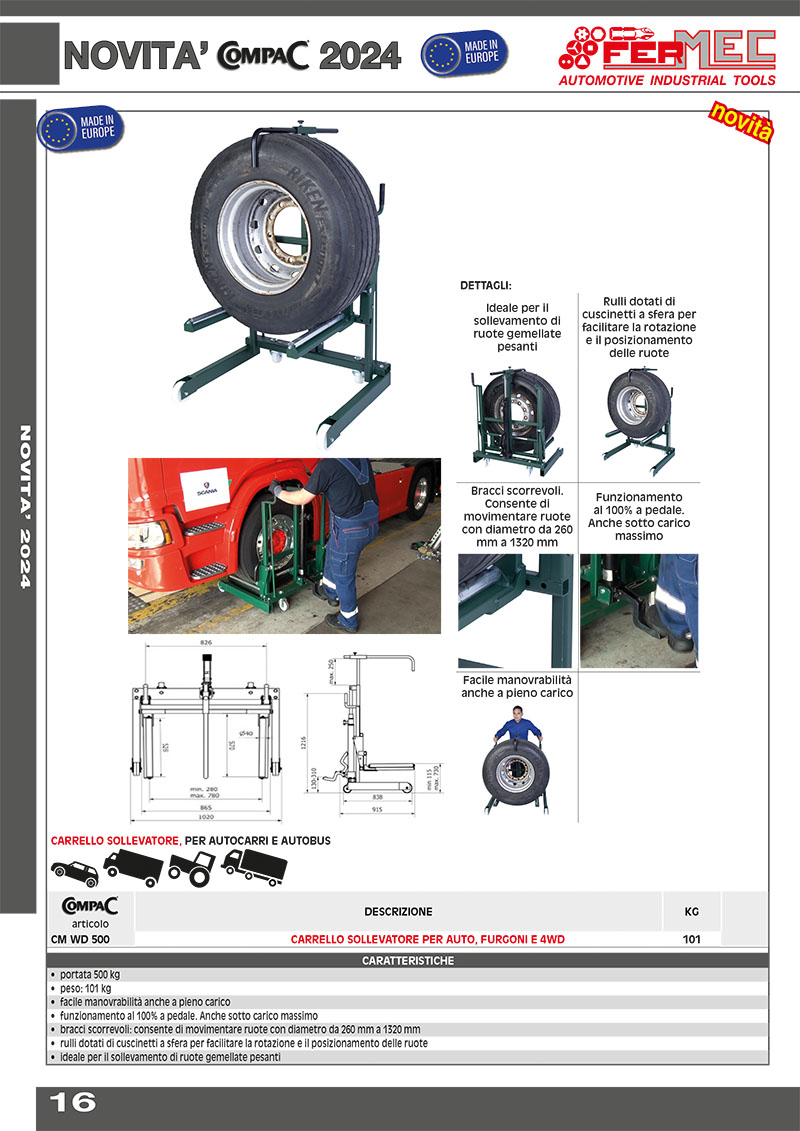 Carrello sollevatore, per autocarri e autobus